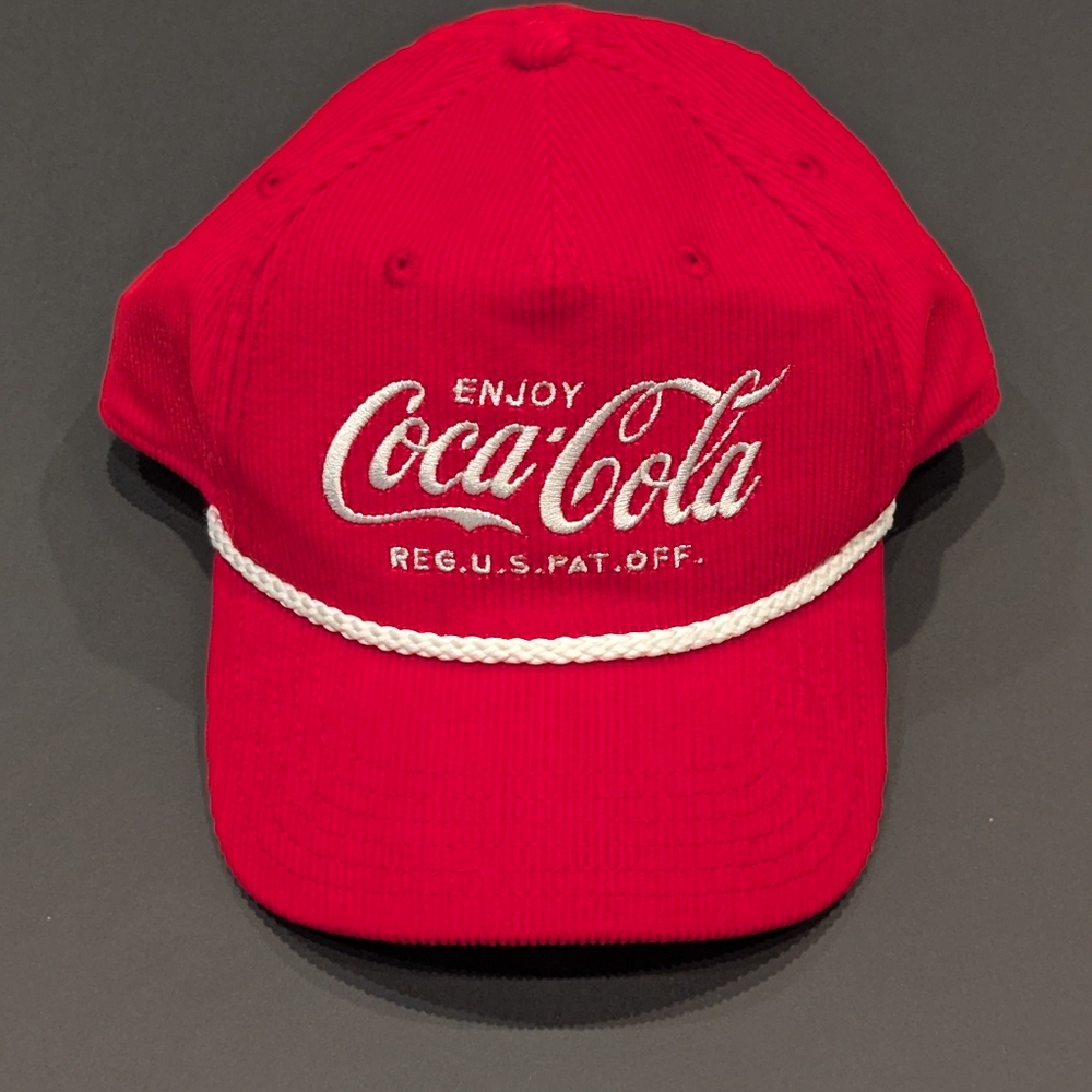 Coca Cola Corduroy Red Snapback One Size Fits All Hat NEW
